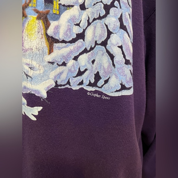 Vintage Gopher Sport Sweatshirt Church Snow Deer Crewneck Pullover Women's XL - Picture 8 of 14